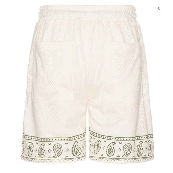 Found Cream Paisley Emblem Mesh Shorts Size Small - Picture 3 of 8